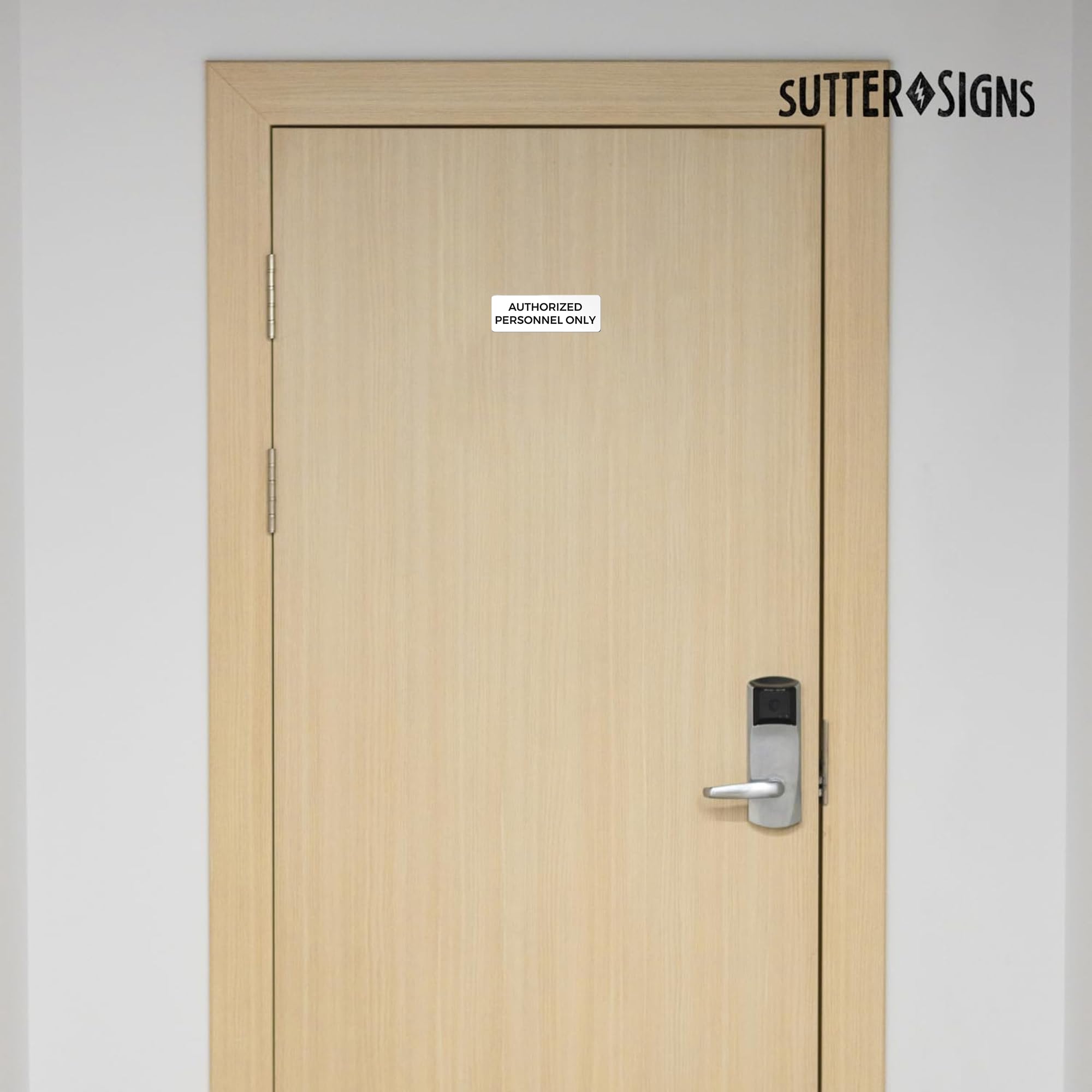 Letrero de plástico ABS duradero con parte trasera adhesiva completa, cartel para puerta o pared, 2 x 6 pulgadas (blanco)