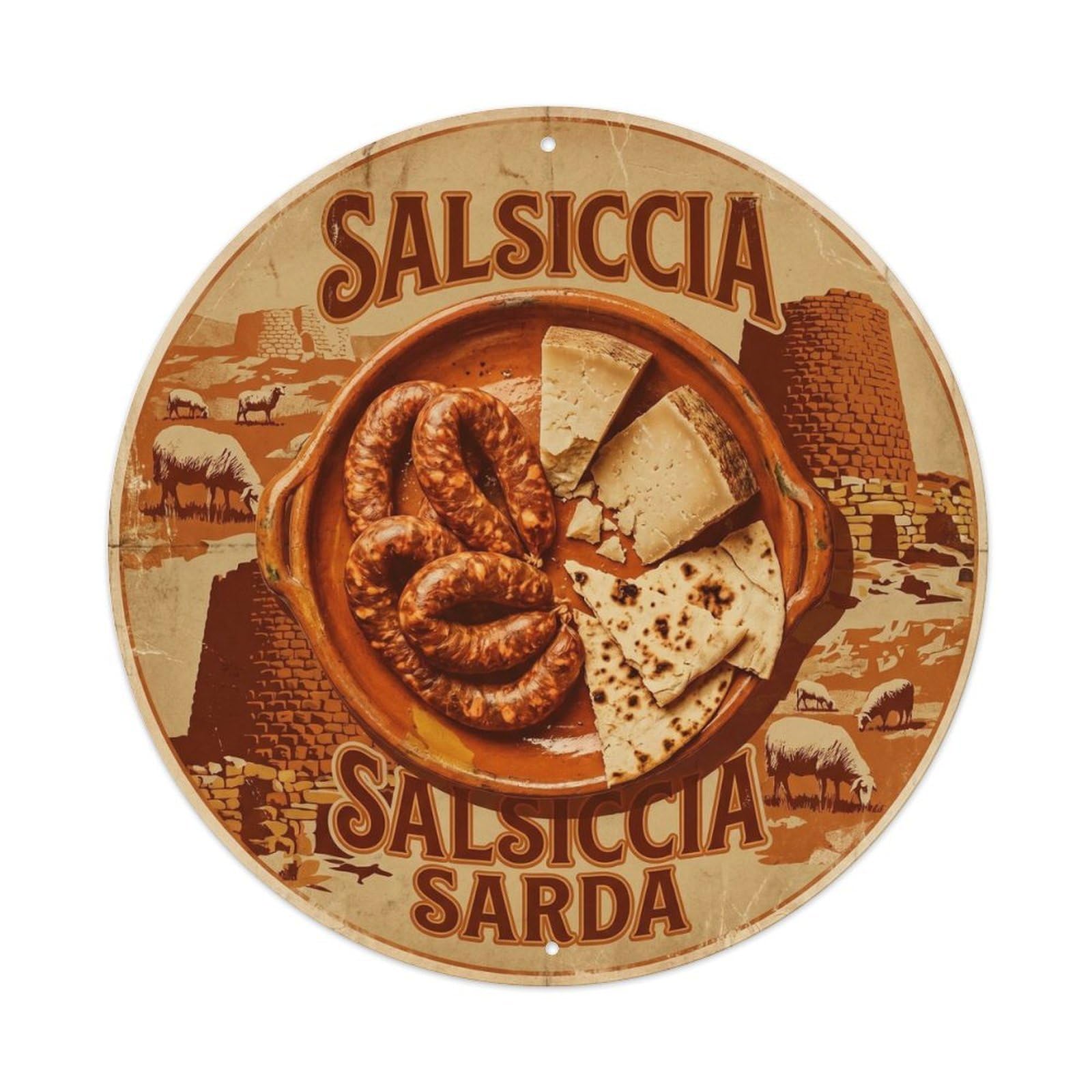 Sardinian Salsiccia Regional Cuisine Vintage Metal Tin Sign