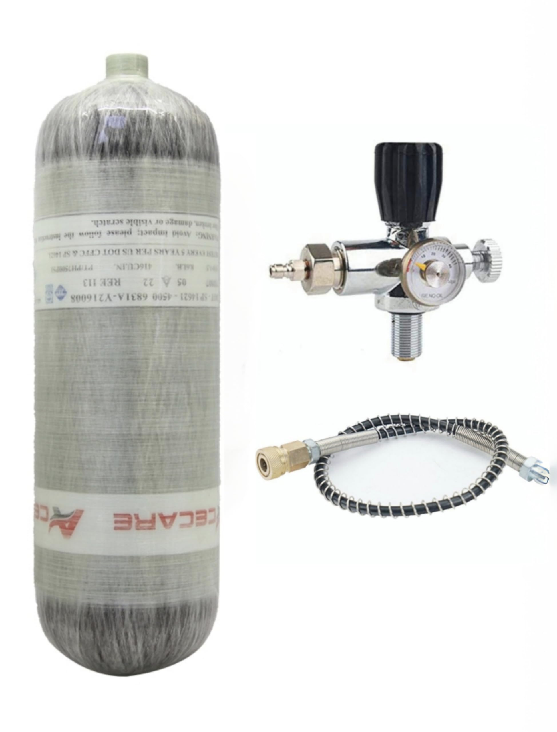 Acecare 6.8L PCP Tank 4500psi Carbon Fiber Tank 416 Cu.in. Air Tank Chraging Kits DOT cetified for Paintball Air Rifle Scuba