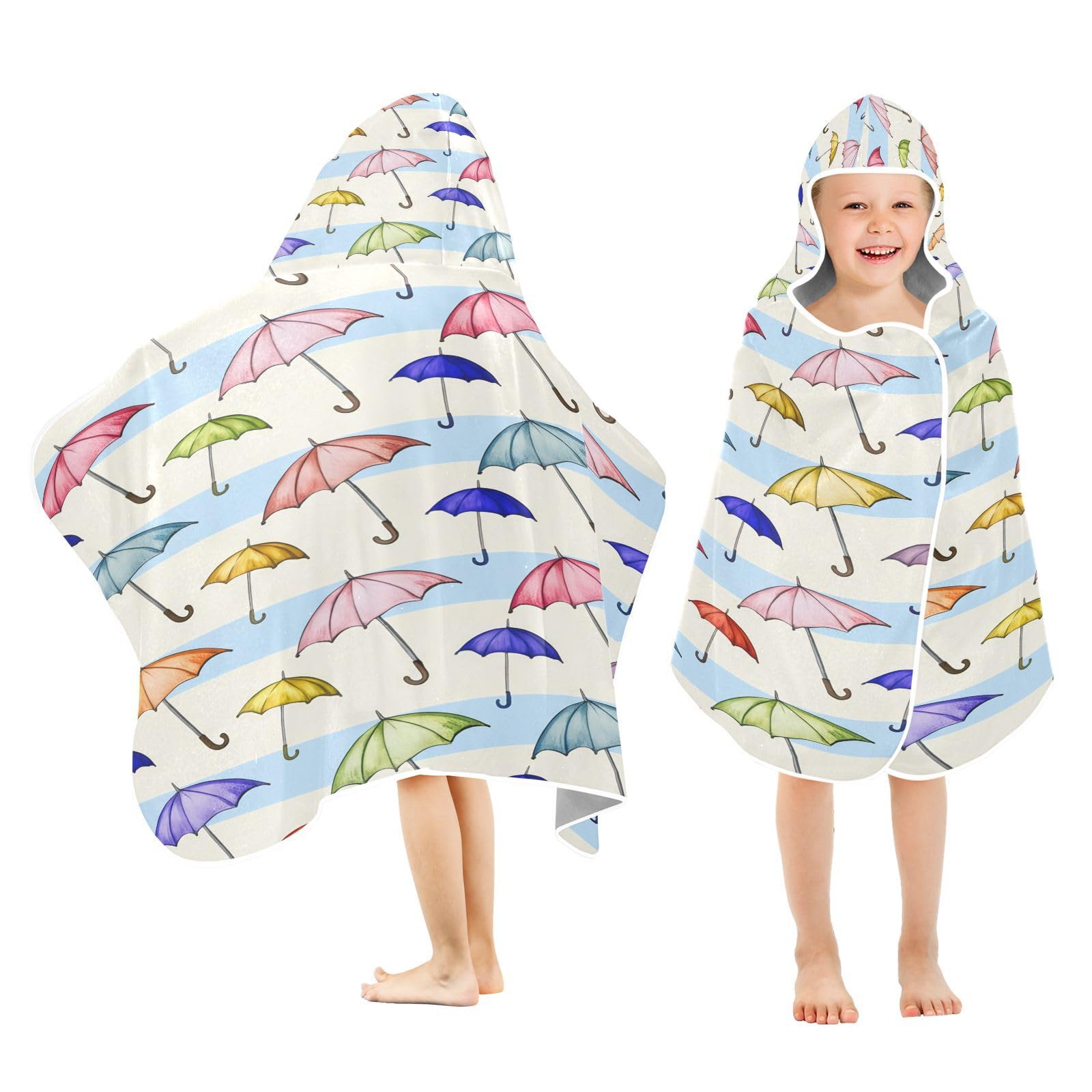 Nesatuwa Hooded Towel for Kids,Colorful Cartoon Umbrella Kids Beach Bath Towels Soft Absorbent Quick Dry Poncho Towel for Girls Boys