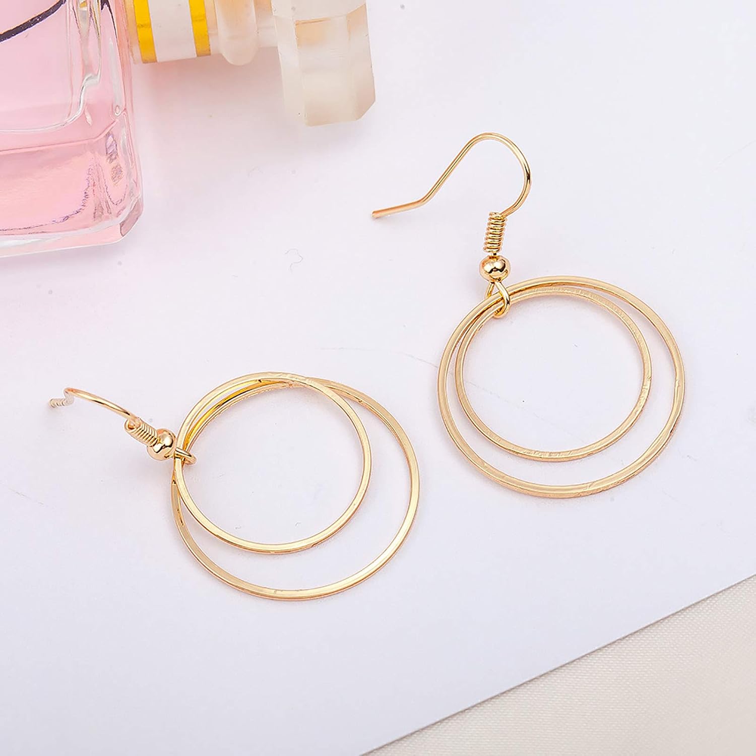 100Pcs Round Earring Beading Hoop Rings,5Sizes Earring Finding Open Bezels Linking Rings Beading Hoop Earrings Pendant for DIY Craft Jewelry Making,Earring Necklace,Crafts Supplies