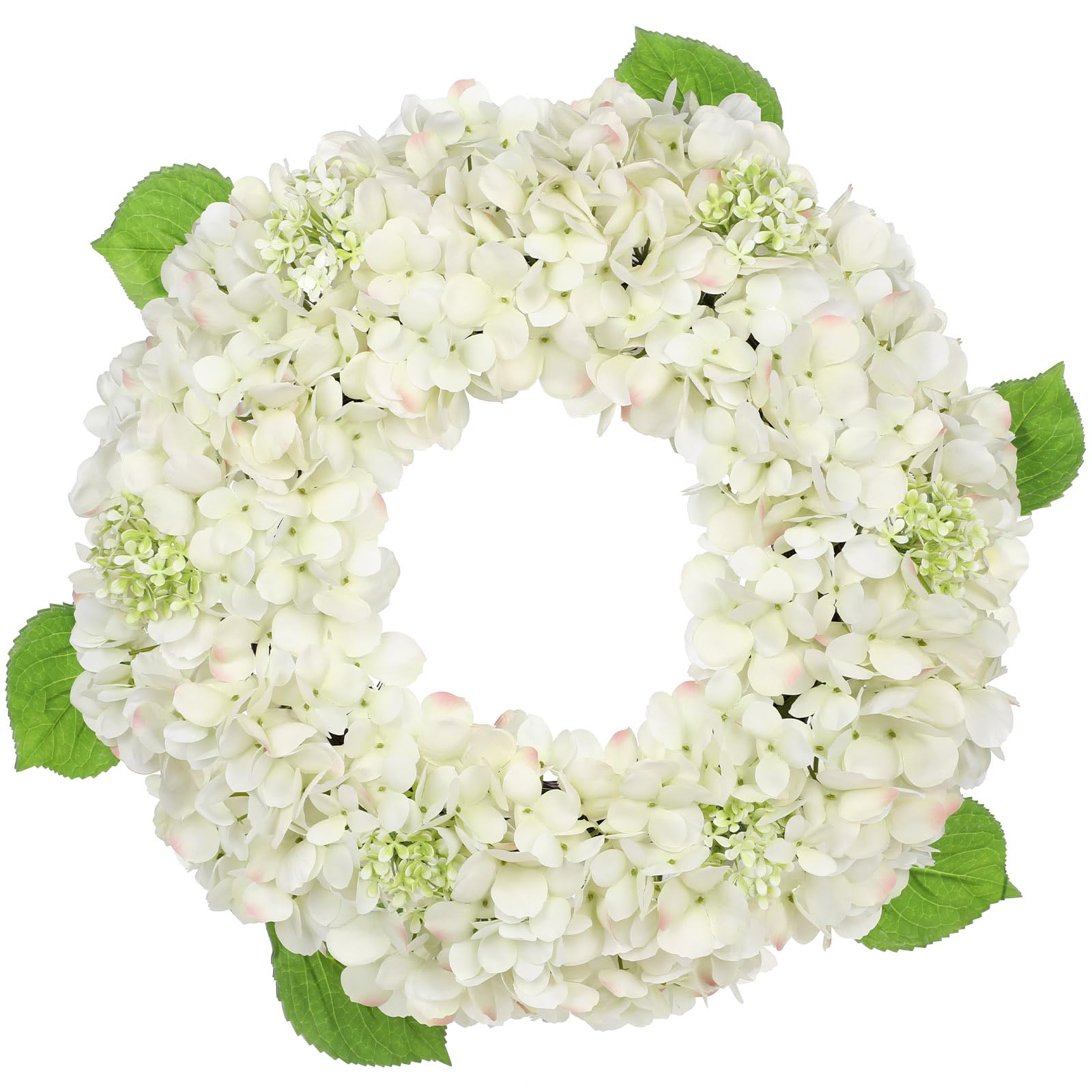 20 inch Spring Summer Wreath for Front Door, Artificial White Hydrangea Flower Door Wreath Hydrangea Decor for Farmhouse All Year Indoor Outdoor Home