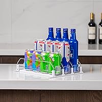 Vista 7 de Rula Organizador de bebidas para refrigerador, dispensador de latas de soda autoempujable para mini refrigerador, ancho ajustable, empujador