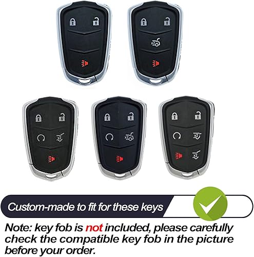 Miniatura 2 de MECHCOS Compatible con Cadillac XT5 XT6 ATS CT4 CT6 CTS SRX XT4 XTS ELR Escalade ESV Funda de TPU azul Funda para llavero Soporte remoto Protector