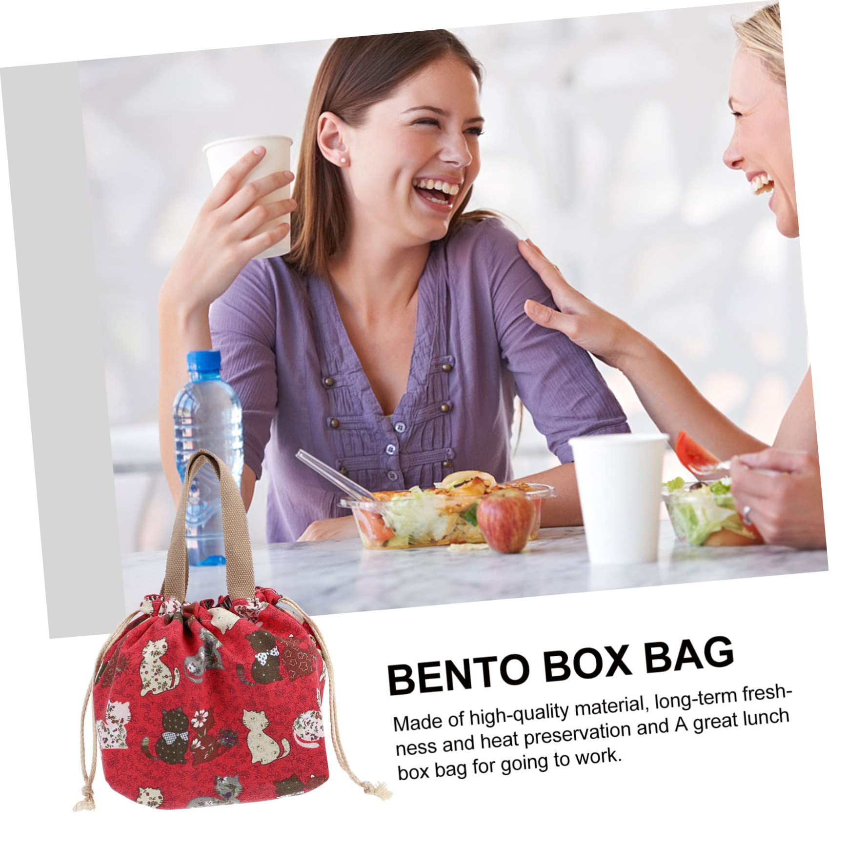 ABOOFAN Caja De 3 Piezas bolsa de almuerzo fotos de película instantánea bolso de lona bento bolsa del almuerzo bolsos bolso de almuerzo doble capa Caja de almuerzo bolsa con cordón lienzo
