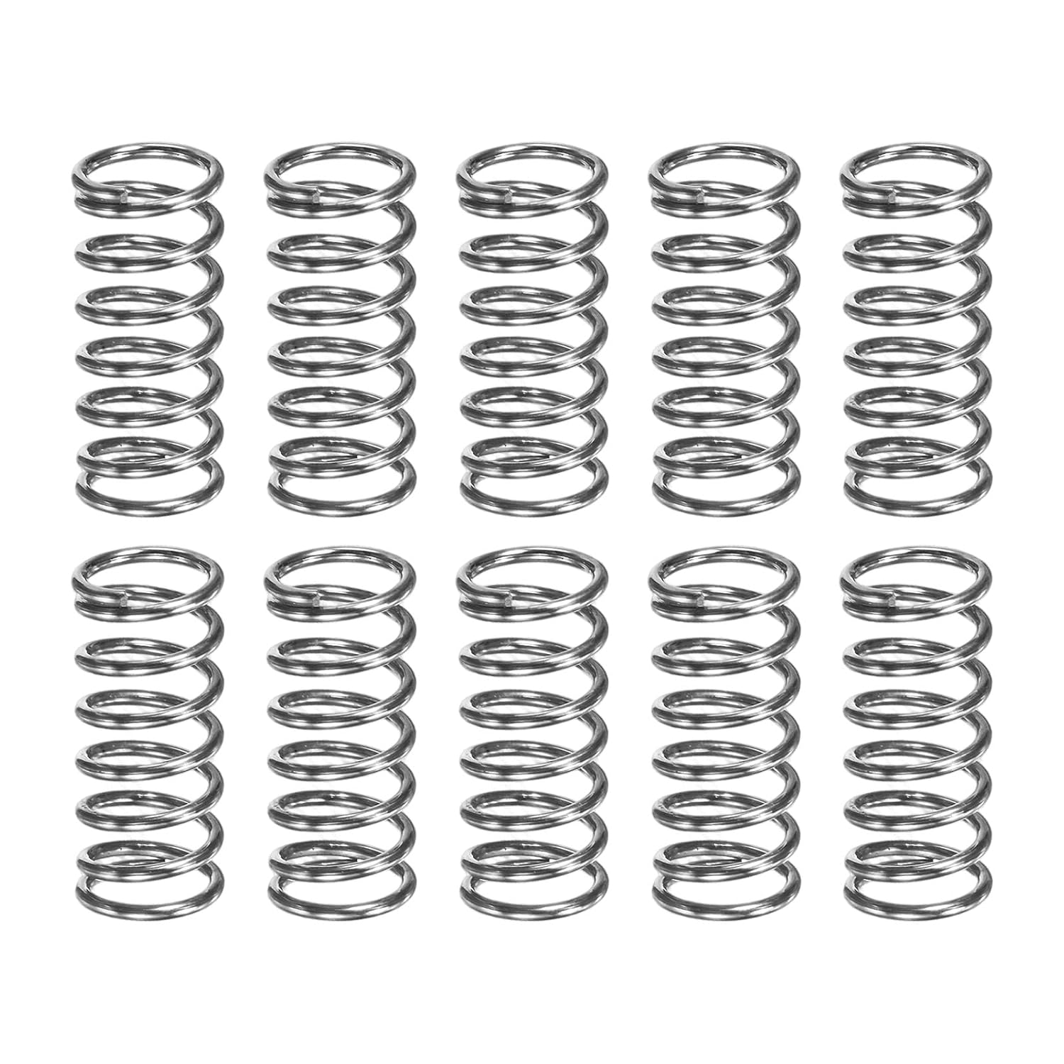 M METERXITY 10-Pack Compression Springs, 20mm Length 9mm OD 304 Stainless Steel Pruner Replacement Springs for Garden Tool/DIY/Mechanical Repair Replacement [Silver Tone, 1mm Wire Size]