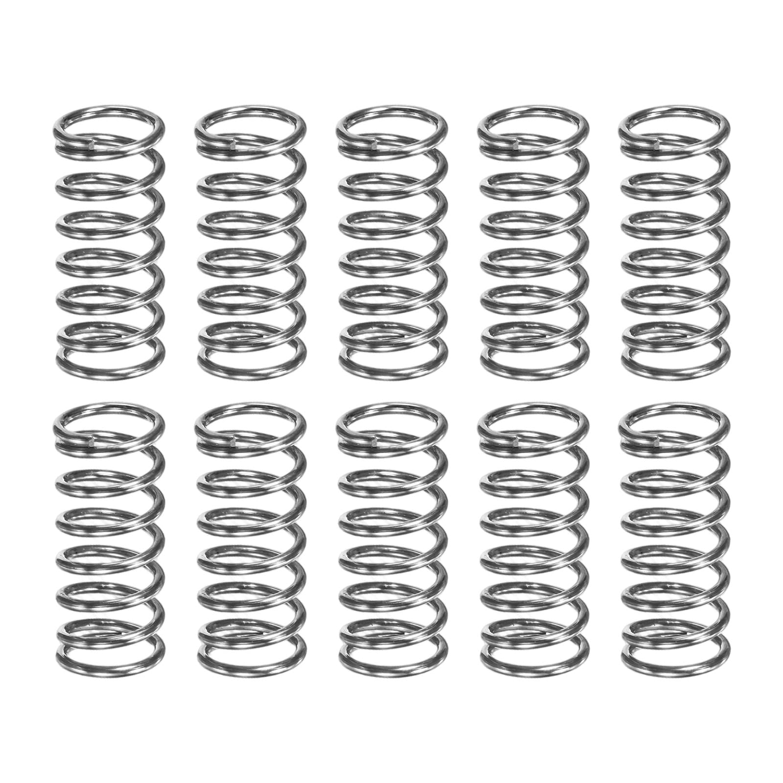 M METERXITY 10-Pack Compression Springs, 20mm Length 9mm OD 304 Stainless Steel Pruner Replacement Springs for Garden Tool/DIY/Mechanical Repair Replacement [Silver Tone, 1mm Wire Size] — image 1