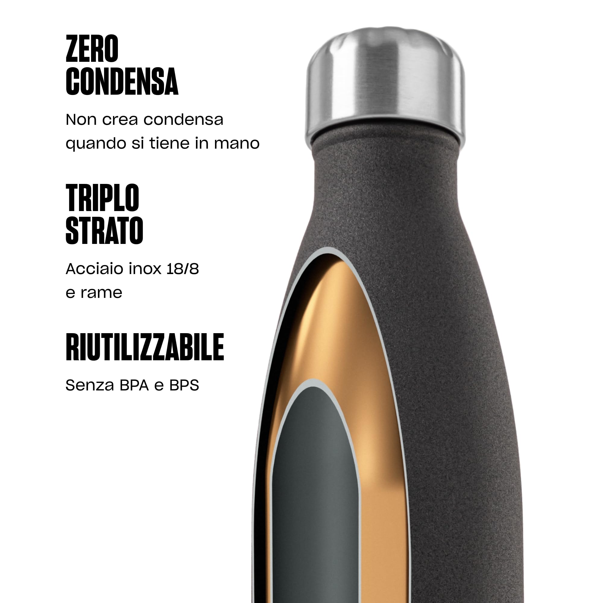 S'well - Borraccia in acciaio inox, 500 ml, motivo Desert Sky, con contenitore isolante sottovuoto a triplo strato, mantiene le bevande fredde per 36 ore e calde per 18, senza BPA