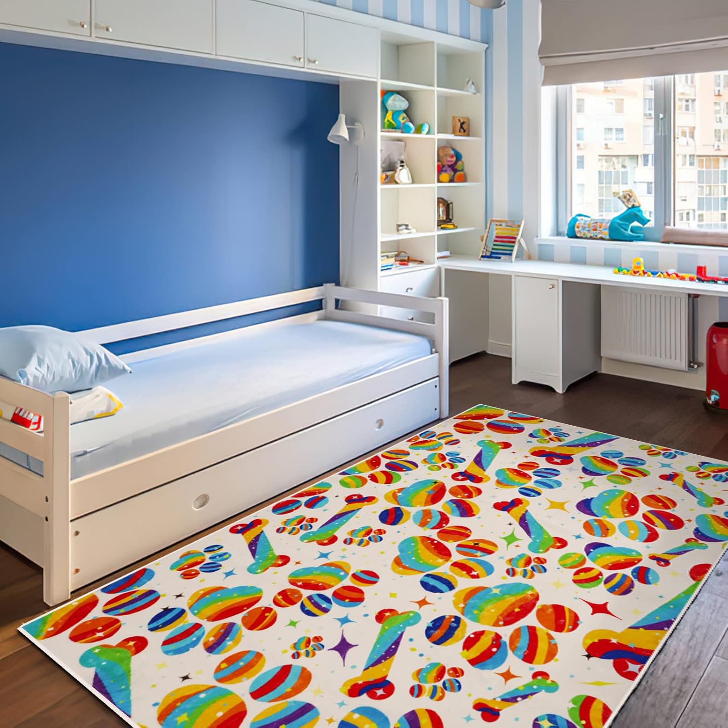 LTKOUGFAM Colorful Kids Rug, Washable NonSlip Area Rugs
