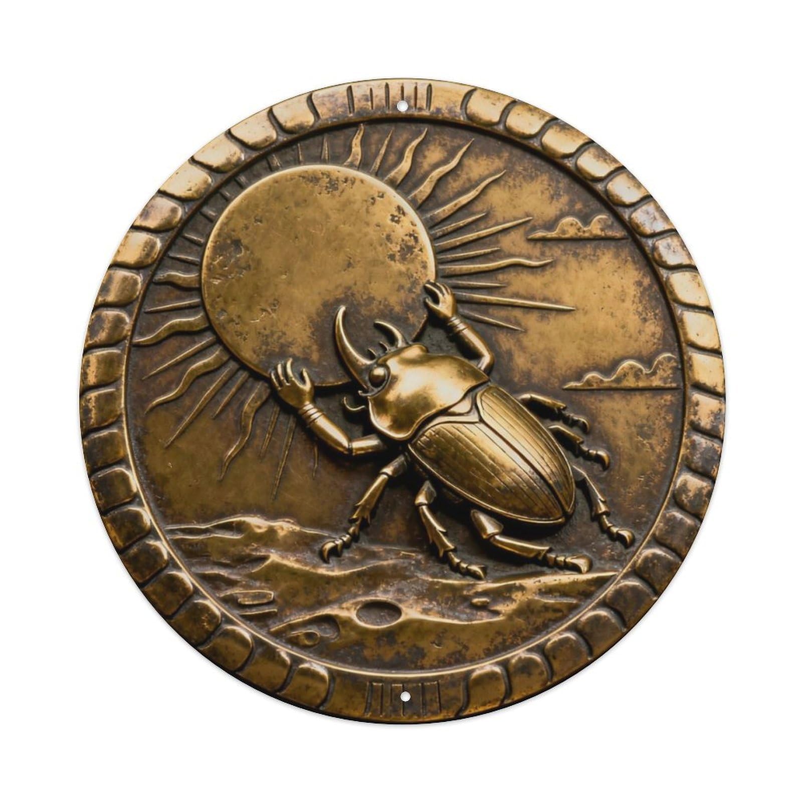 Khepri Scarab Push Sun Egypt Metal Tin Sign Plaque