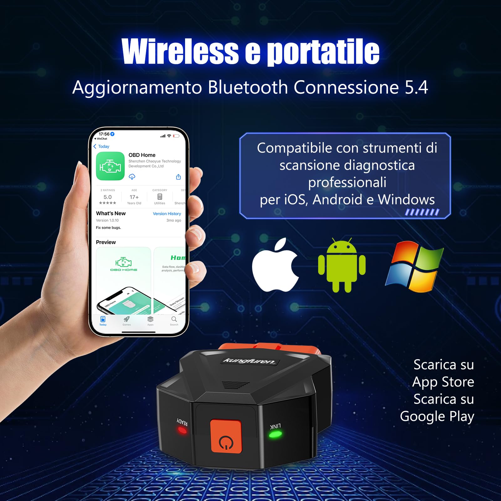 Scanner OBD2 E Tester Batteria Bwaliffury 2 In 1 – Diagnostica Auto Professionale Con Display 2,8”, 13 Lingue (Italiano Incluso)