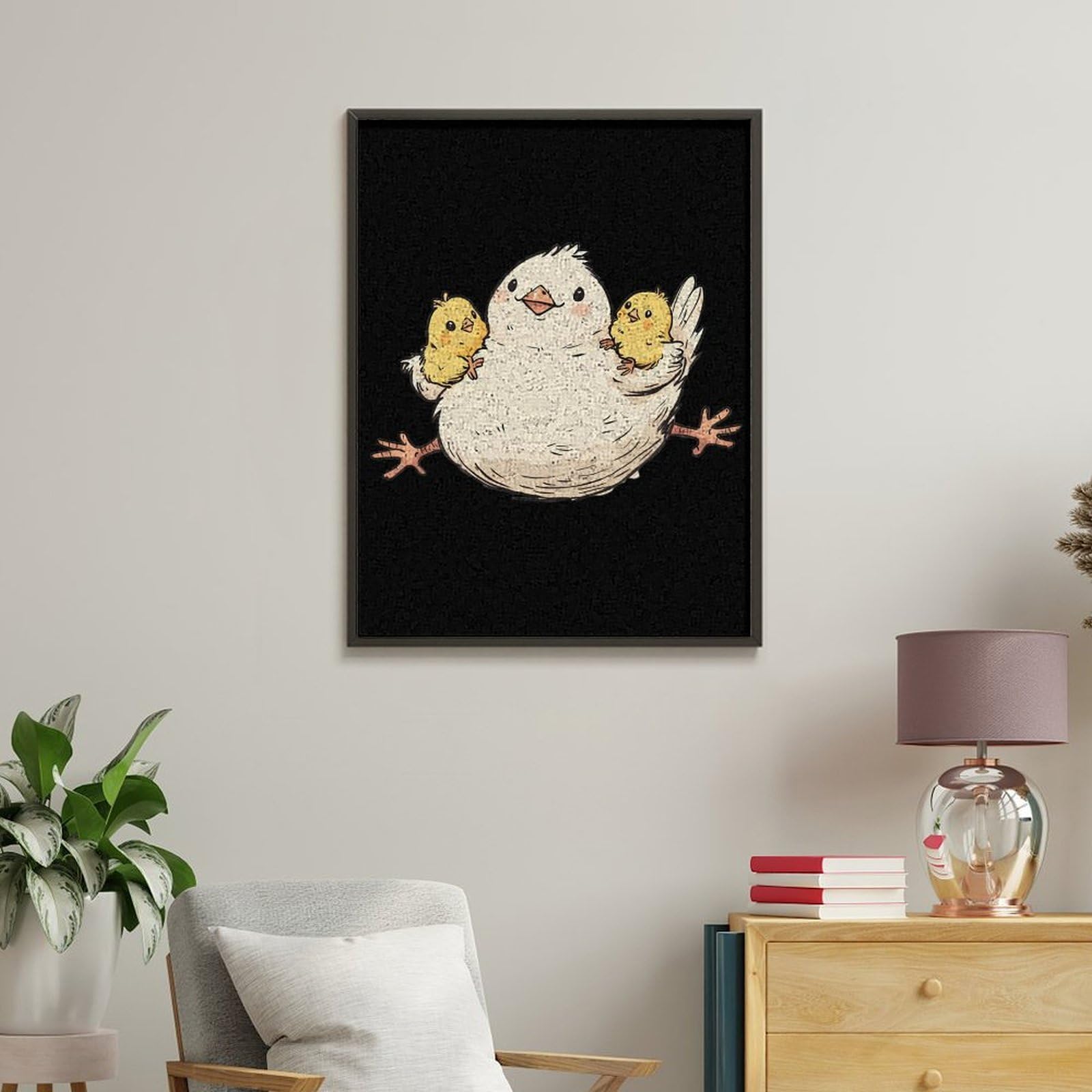 Lustiges Malen nach Zahlen für Erwachsene, Motiv: Henne und Huhn, vertikal, Baumwolle, digitales Ölgemälde, Heimdekoration, Geschenk, 65 x 50 cm