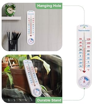 Outdoor Indoor Hygrometer Thermometer, Humidity Monitor, Temperature Humidity Gauge Meter with Celsius/Fahrenheit (C/F) for Patio, Field, Cellar, Garden, Humidors, Greenhouse, Closet by AikTryee