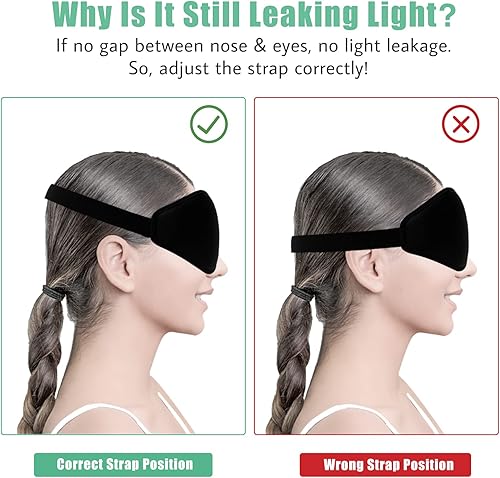 Miniatura 6 de BeeVines Máscara para dormir, paquete de 2 máscaras de ojos para dormir contorneadas en 3D para extensiones de pestañas, máscara moldeada nocturna