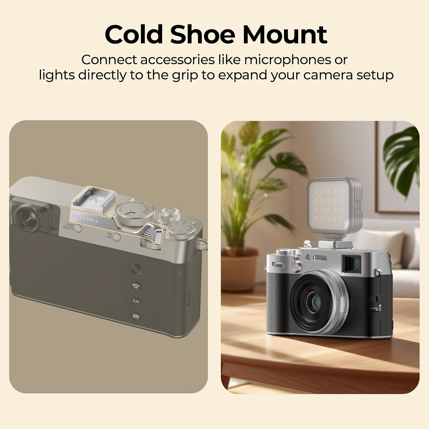 FREEWELL Thumb Grip for Fuji X100VI with Cold Shoe Mount (Silver) - Image 5