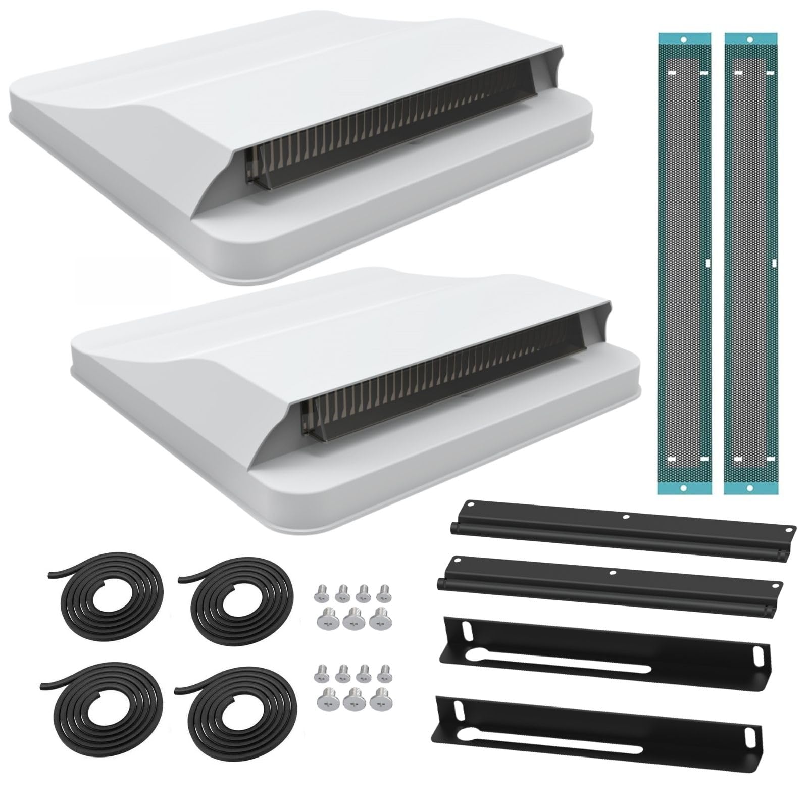Photo 1 of 2 Packs14 Inch Universal RV Roof Vent for Trailer,Camper,Motorhome,Roof,Aerodynamic Design Weatherproof & No Drilling Installation 14"×14" Replacement for Camper/Trailer Vent Covers for Roof (White)