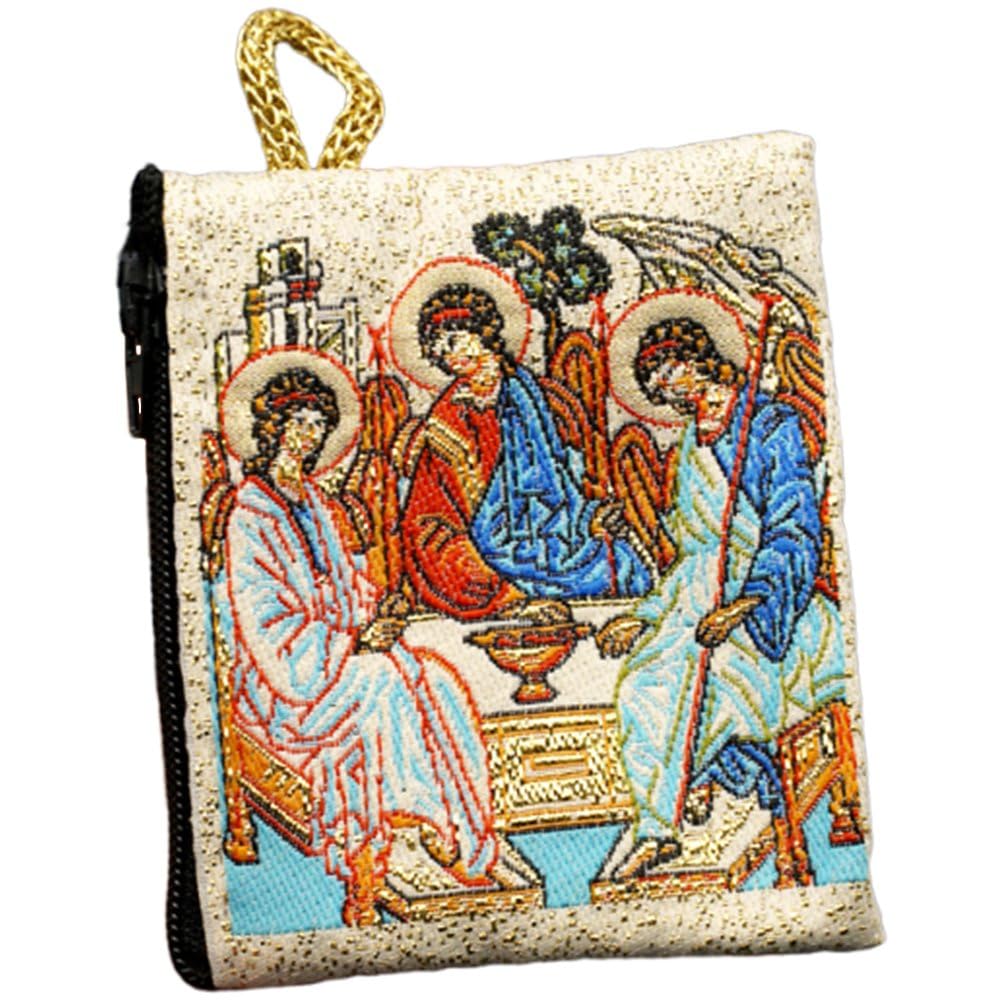 Hrippy Catholic Embroidery Mercy of Jesus Christ Rosary Bag Coin Pouch for Women Rosary Case Purse Bulk Rosaries Mens Bead Necklace Pouch