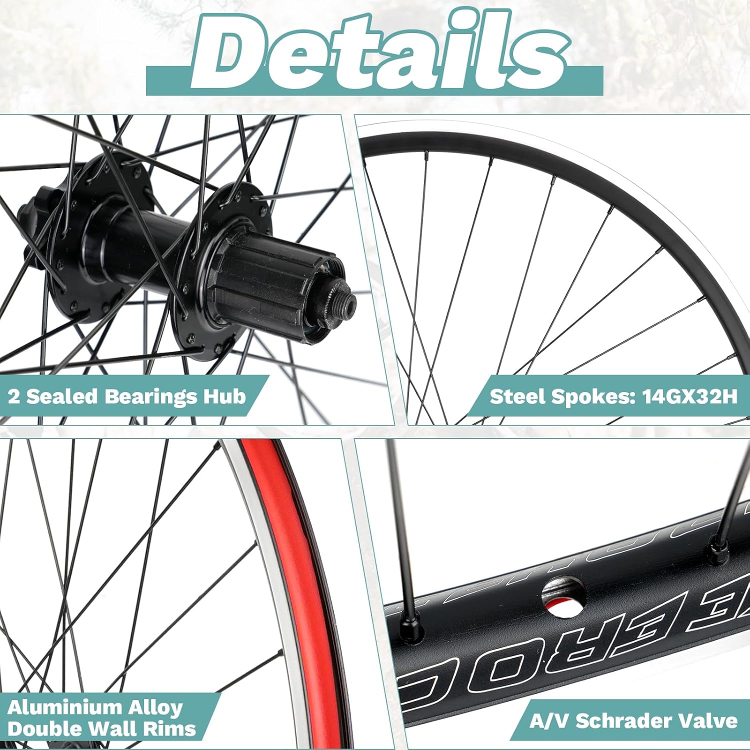 WEEROCK 700C Bike Wheelset, Front and Rear Wheel Set for 700 Road Bike, Gravel Bike, Aluminium Alloy Double Wall Rim, Compatible with Disc Brake and Rim Brake, Suits for 7-11 Speeds Cassette Sproket