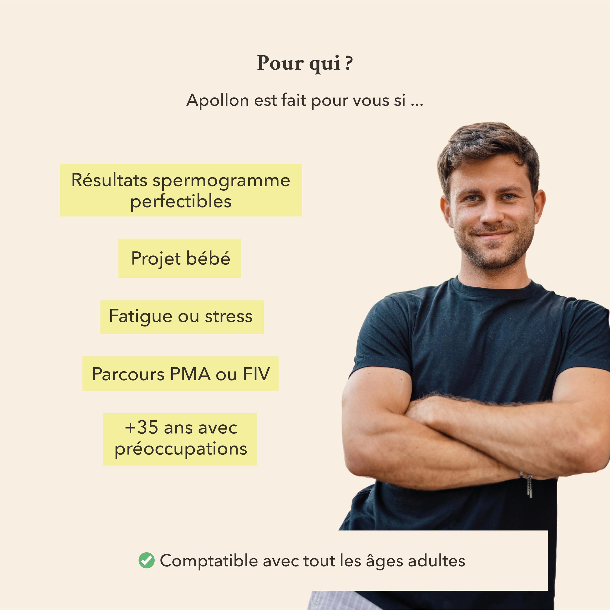 IMANE HARMONIE Complément Alimentaire Naturel Fertilité Homme APOLLON - Qualité Sperme & Testostérone - Ashwagandha Zinc Coenzyme Q10 - Cure 90 Jours - 90 Gélules