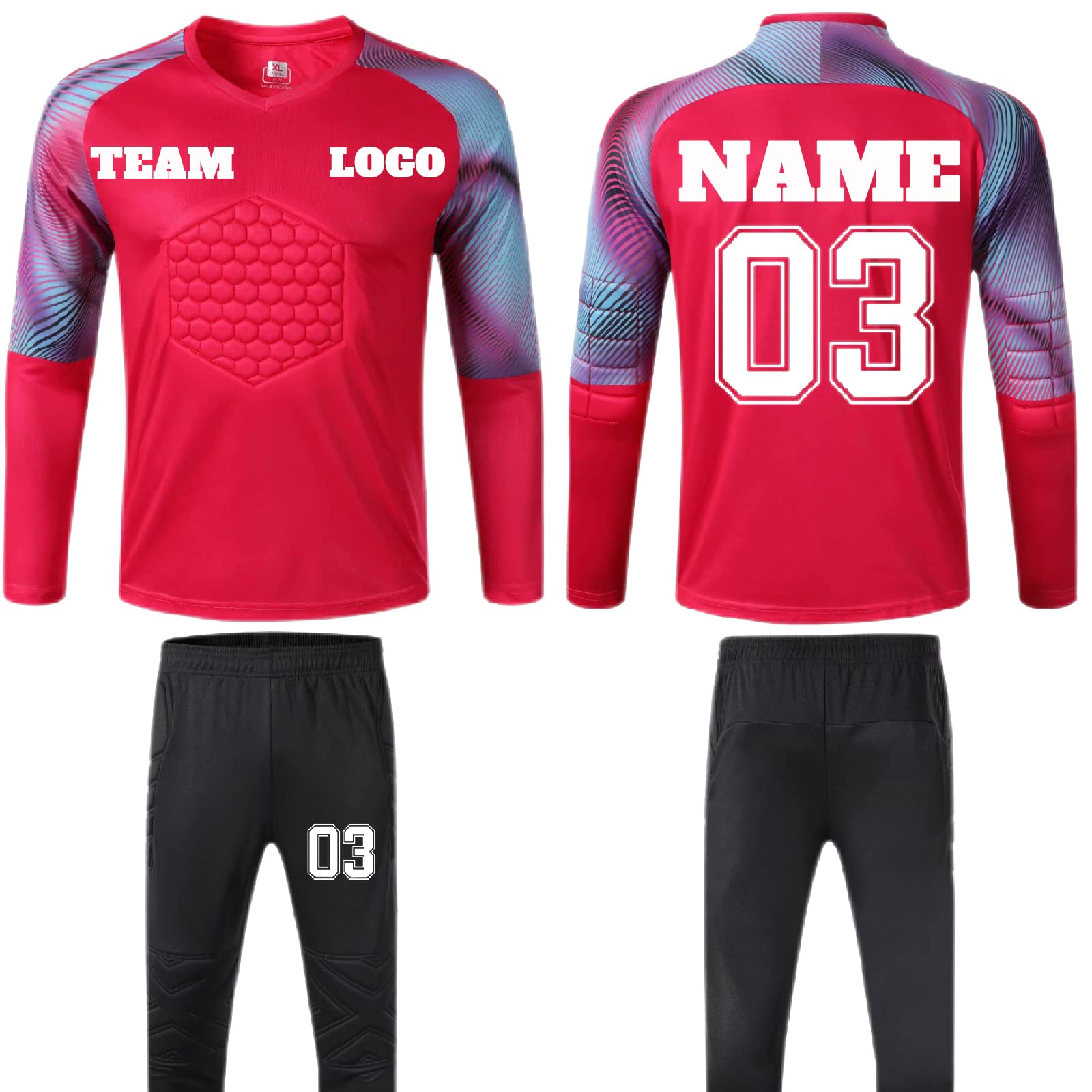 Ensemble Maillot Gardien But Personnalisé Enfants Adultes Pantalon Numéro Nom Équipe