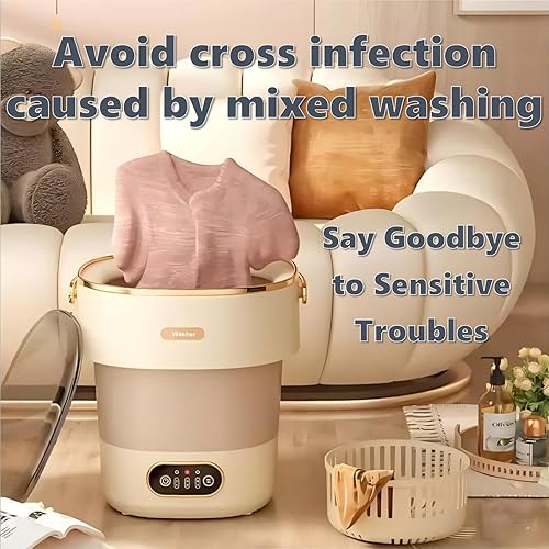 Miniatura 6 de Husono Lavadora para bebés, mini lavadora y secadora plegable de 13 L, lavadora para bebés, pequeña lavadora de lujo ligera hecha de materiales