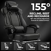 Vista 5 de GTPLAYER Silla de juegos con reposapiés, silla de juegos de computadora grande y alta, estilo de carreras de 350 libras, soporte lumbar ergonómico
