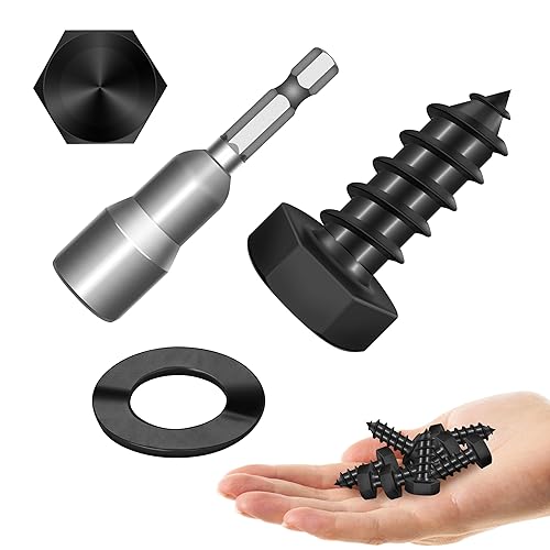 Miniatura 56 de (8 juegos) Pernos de retraso de cabeza hexagonal de 3/8 x 4 pulgadas, tornillos de retraso resistentes con arandelas, pernos de acero inoxidable 304