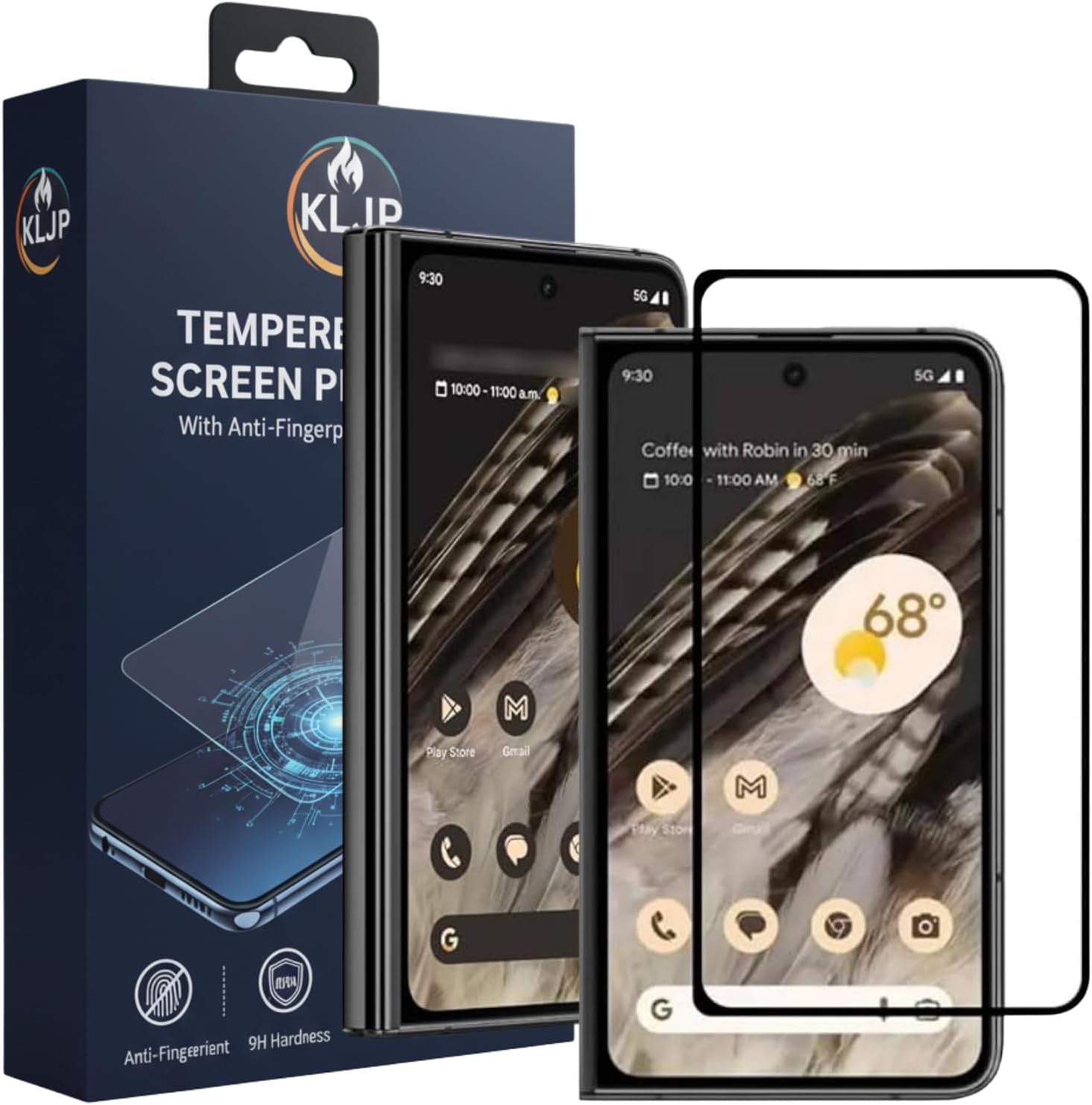 Military-Grade Gorilla Tempered Glass Screen Protector Compatible for Google Pixel Fold with Edge to Edge Coverage - Case Friendly, Anti Scratch and Bubble Free Installation Kit