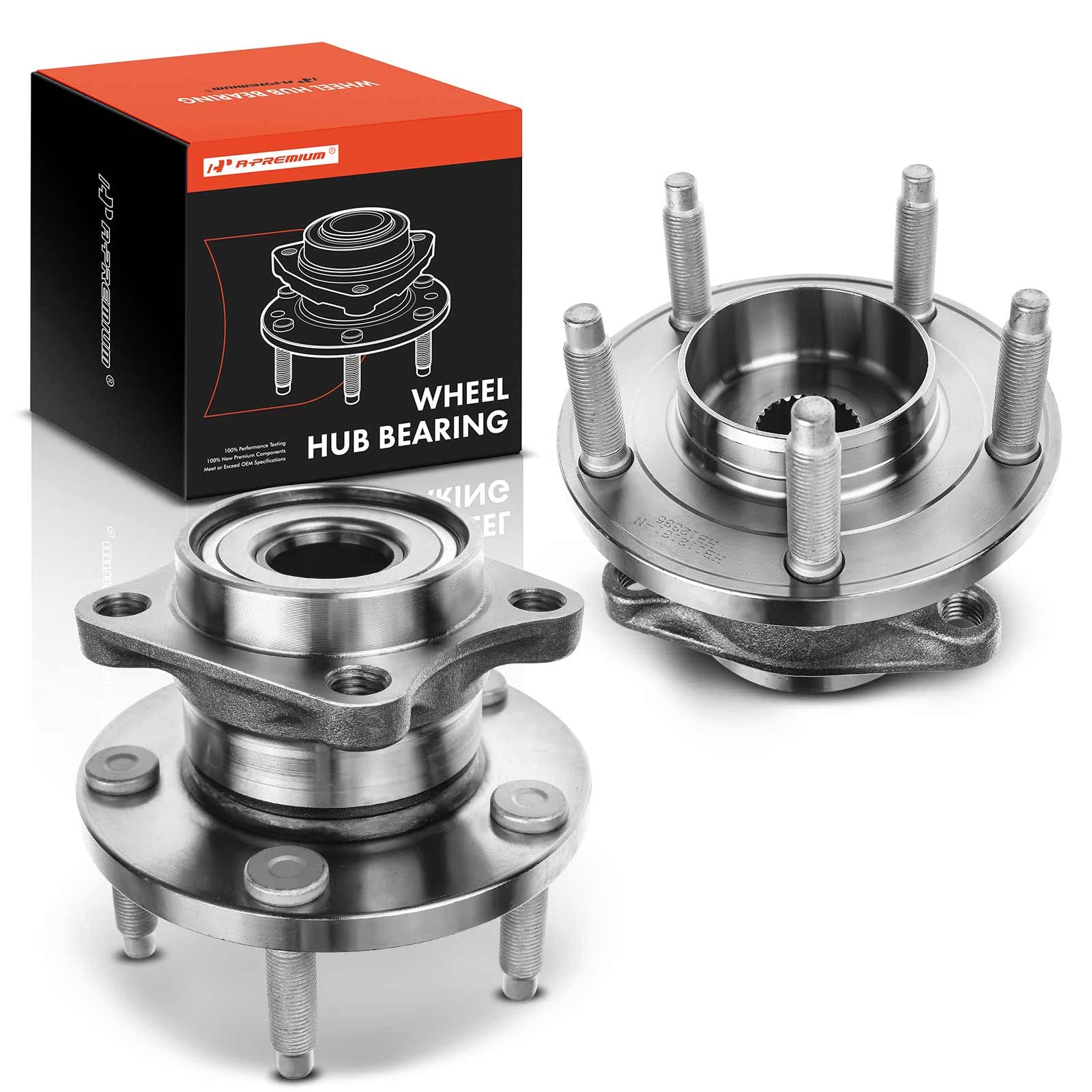 A-Premium 2 x Rear Wheel Bearing and Hub Assembly with 5-Lug Compatible with Ford Edge 2007-2010 & Lincoln MKX 2007-2010, 4-Wheel ABS, AWD Only