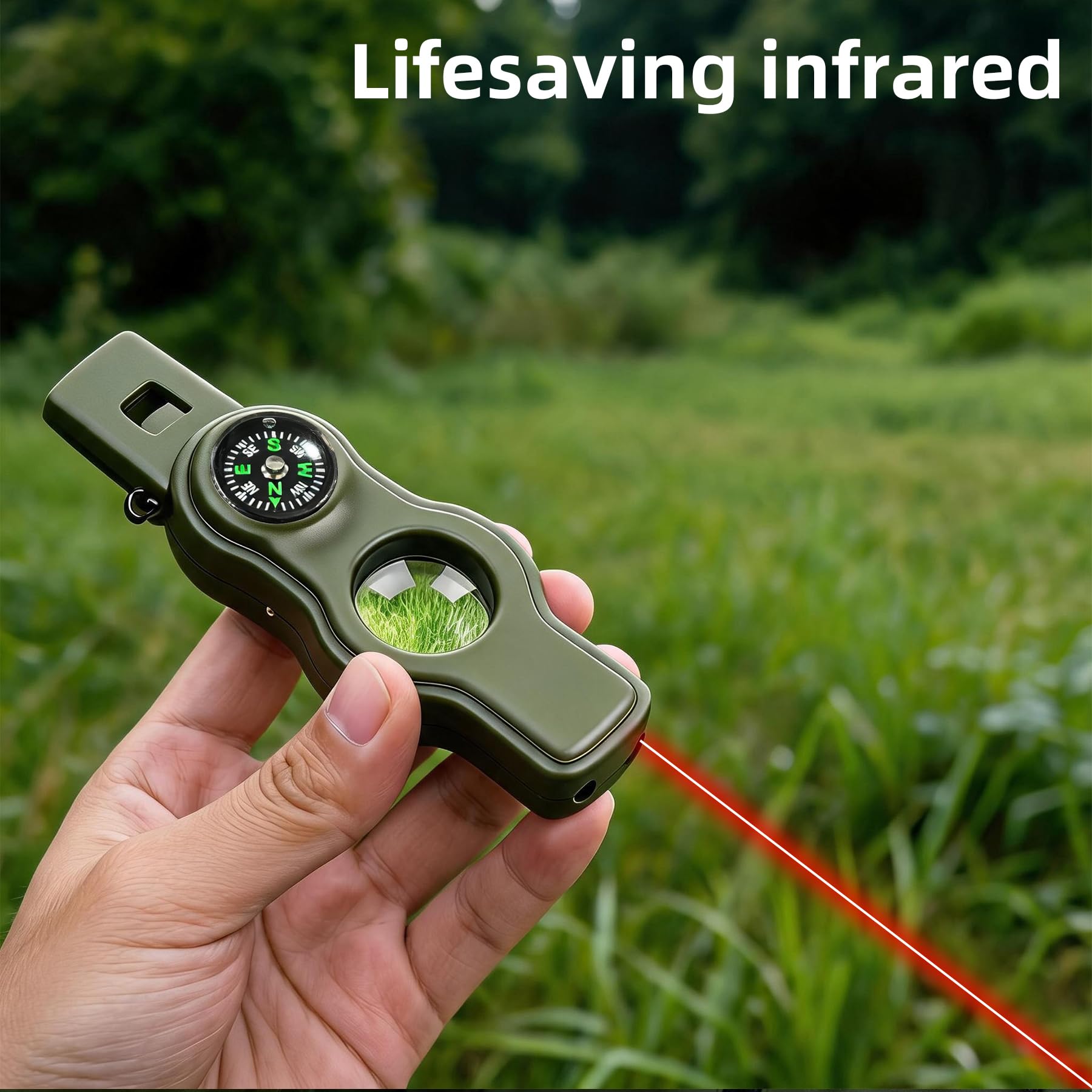 Silbato de seguridad de supervivencia de emergencia, silbato para niños con cordón, brújula, termómetro, ideal para kayak, canotaje, senderismo, camping, escalada