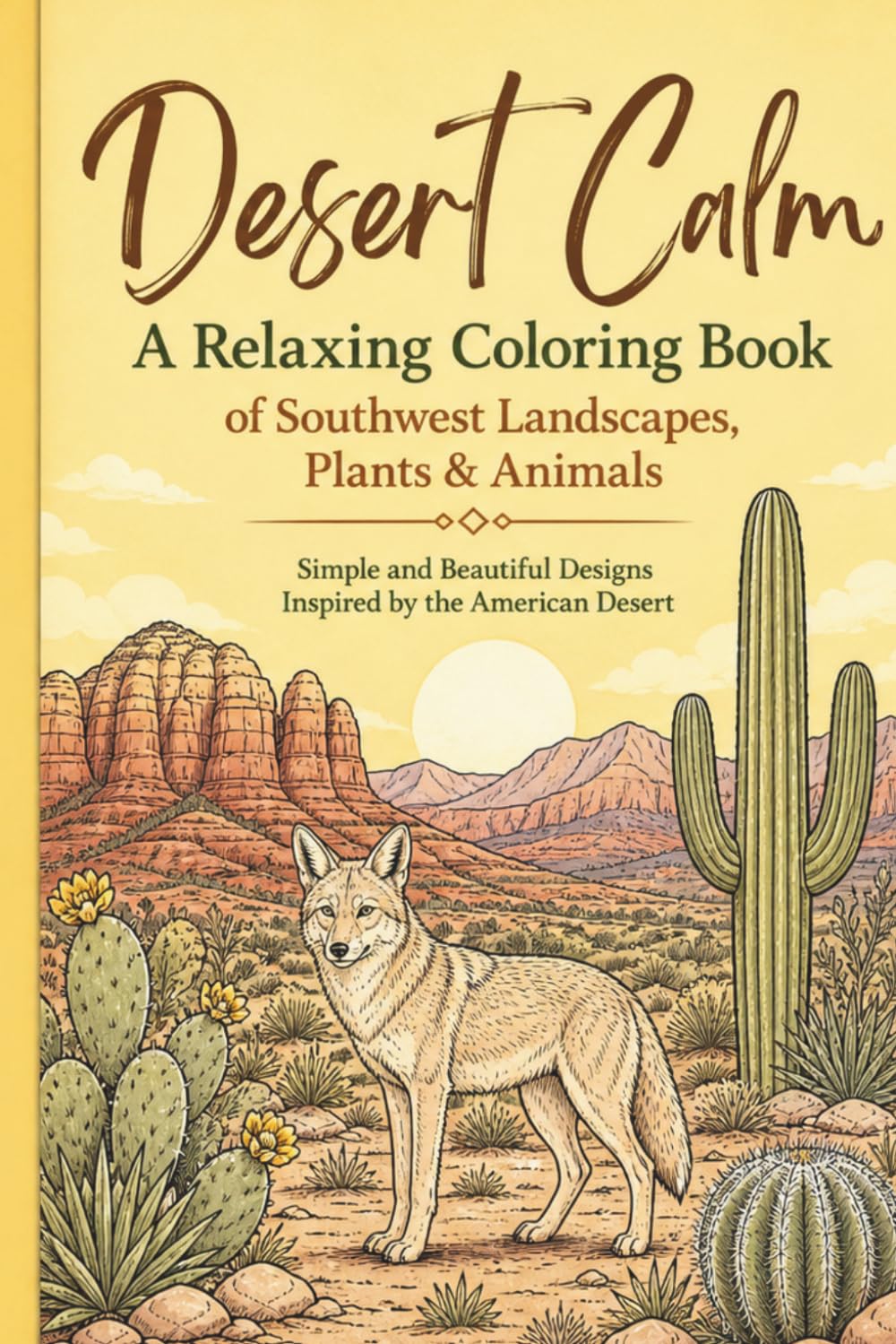 Desert Calm: A Relaxing Coloring Book of Southwest Landscapes, Plants & Animals: Simple and Beautiful Designs Inspired by the American Desert (Bloom & Breathe Series)