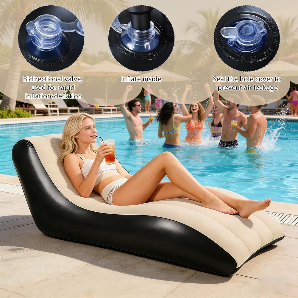 Sofá inflable, sofá hinchable, sofá hinchable, sofá hinchable, para camping, sillón hinchable con funda de felpa, capacidad de carga de 300 kg, para interior y exterior, color marrón