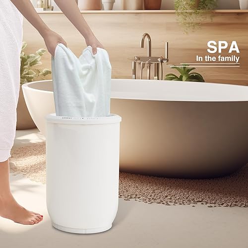 Miniatura 6 de SAMEAT Calentador de toallas grande para baño, calentador de toallas con calefacción, tapa de madera, apagado automático, se adapta a hasta dos