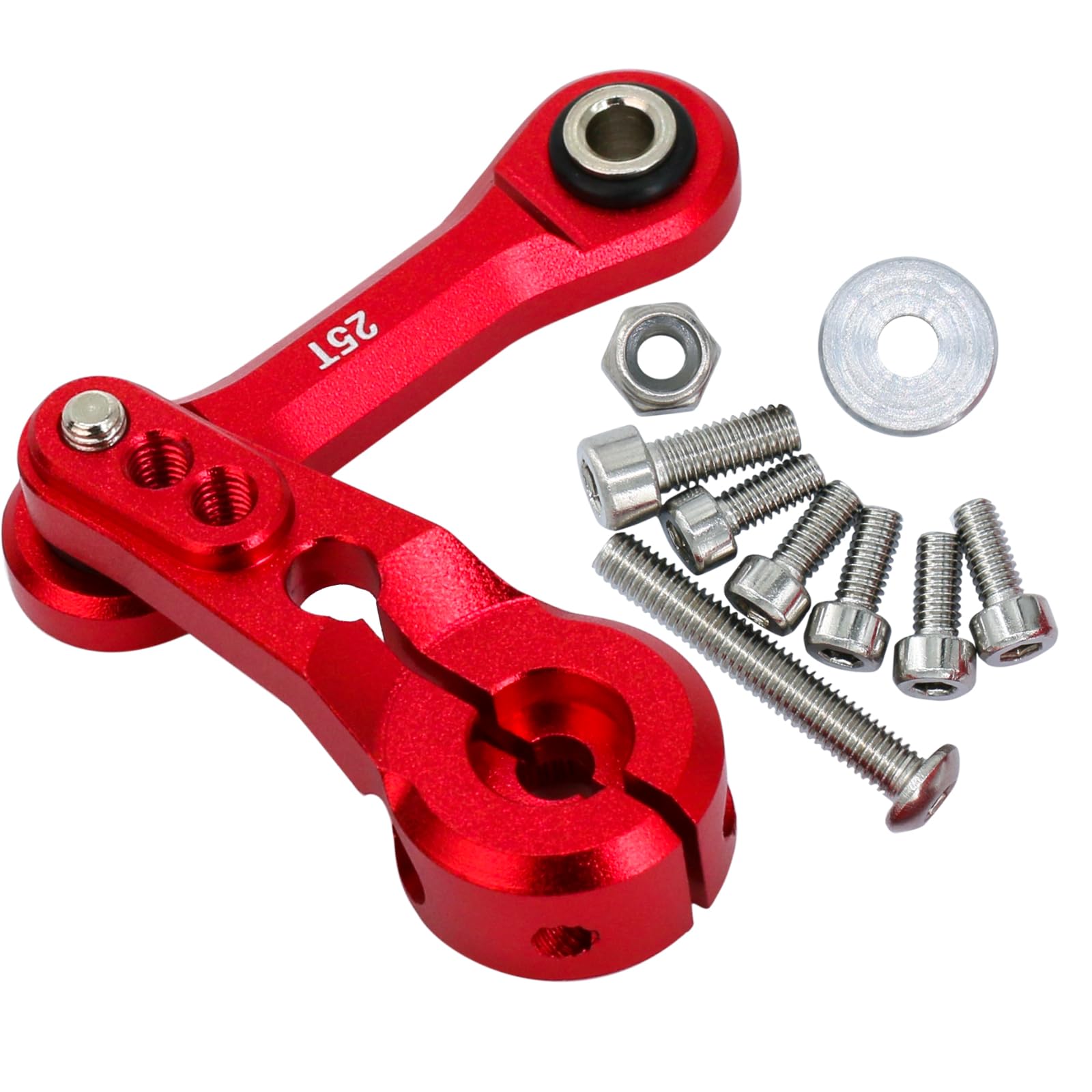 High Performance Aluminum Tie Rod & 25T Servo Horn Upgrade Parts for 1/8 Arrma Typhon, Kraton, Talion, Outcast, Notorious 6S BLX, 1/7 Limitless, Infraction, Mojave 6S BLX Fixed Link Steering (Red)