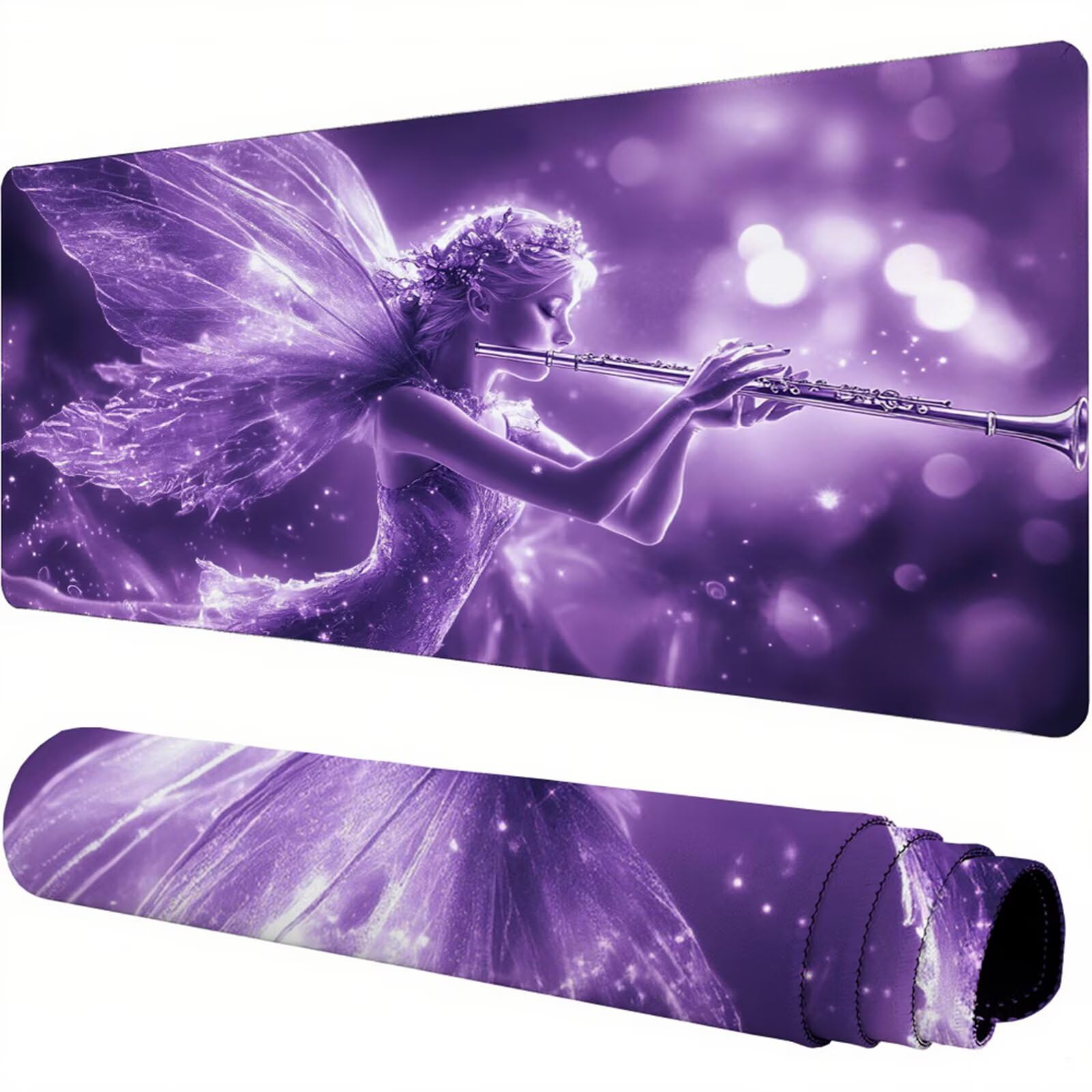 Fioletowa podkładka pod mysz XXL 1600 x 800 x 3 mm anioł pod ręką akcesoria biurowe antypoślizgowa gumowa podstawa i szyte krawędzie podkładka pod mysz dla graczy do dekoracji biura dekoracyjnego