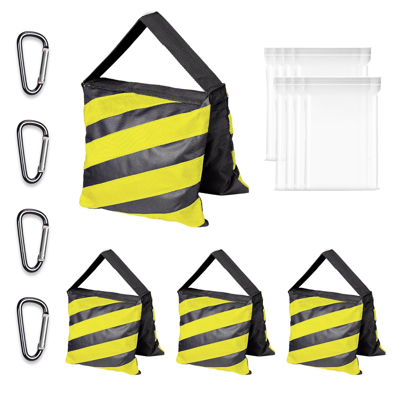 EMART 4 Pcs Borsa di Sabbia Resistente per Studio Fotografico e Video, Treppiedi, Giardino - Giallo e Nero