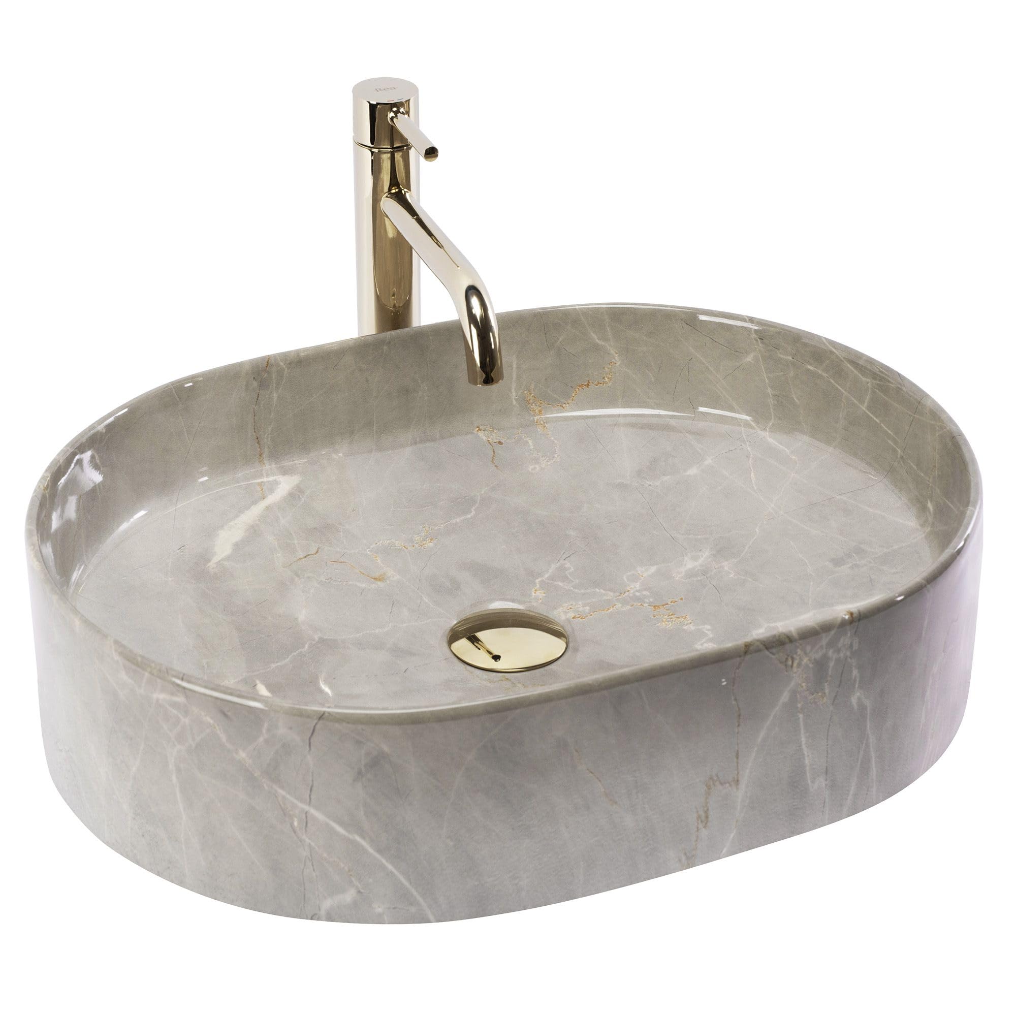 Rea Kashmir Nadia 50 Countertop Washbasin Bathroom 50 x 38 x 14 cm Ceramic (Imitation Stone)