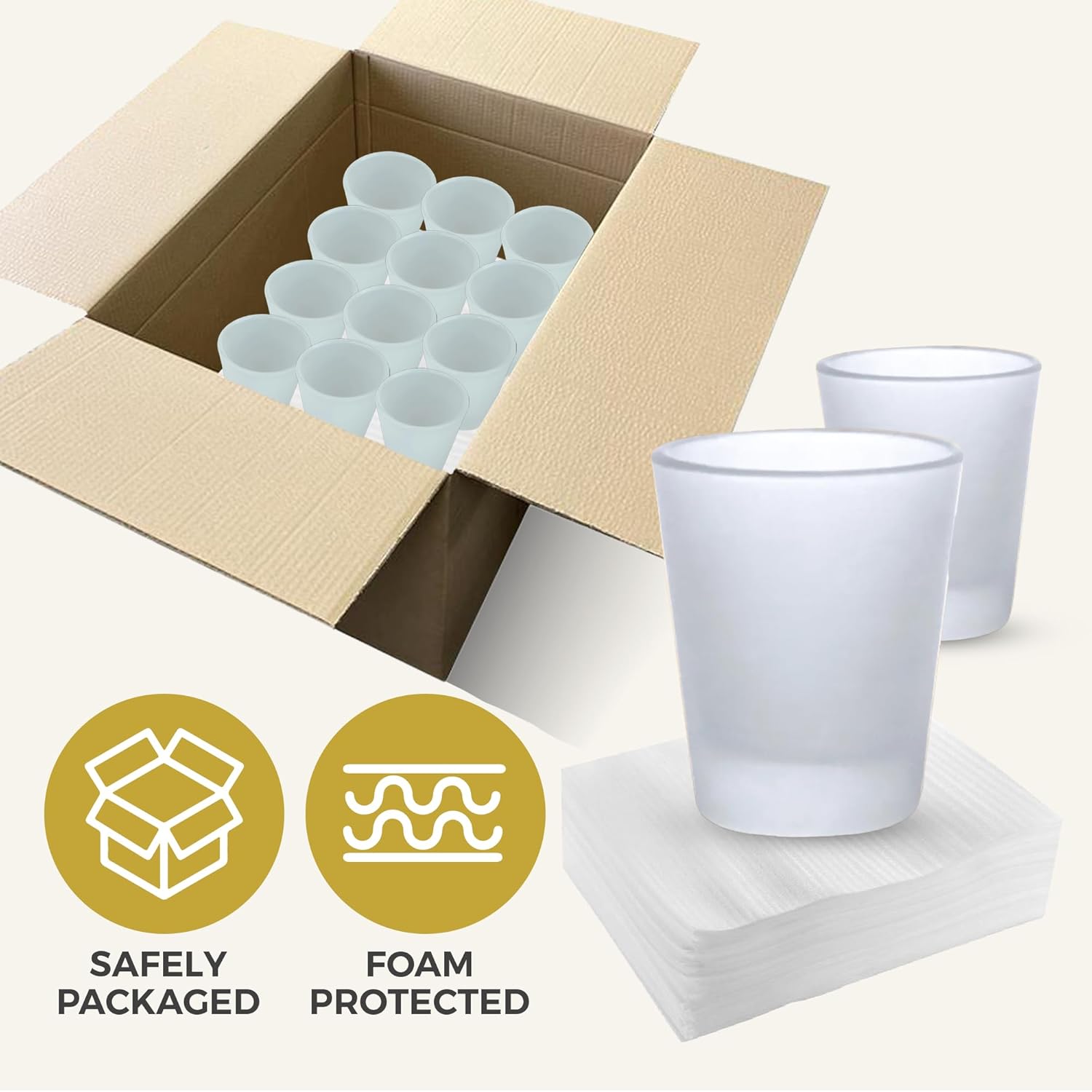 Your Dream Party Shop Sublimation Shot Glasses Blanks 24 Pcs Bulk, 1.5oz Each, Sublimation Frosted Blank Shot Glasses Heat Press, Long White Ideal for Customized Designs - Image 3