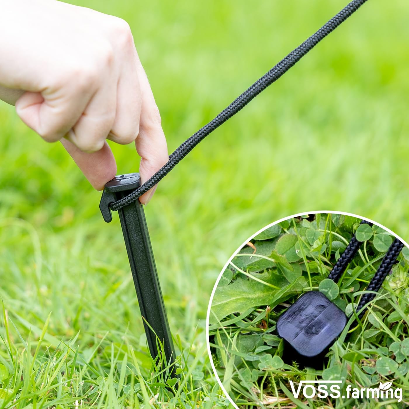 VOSS.farming Begrenzungszaun Classic ohne Strom, 25m, 120cm, 15 Pfähle, 2 Spitzen, grün, Kleintiernetz, mobiler Zaun, Gartenzaun, für Garten, Haus, Hof