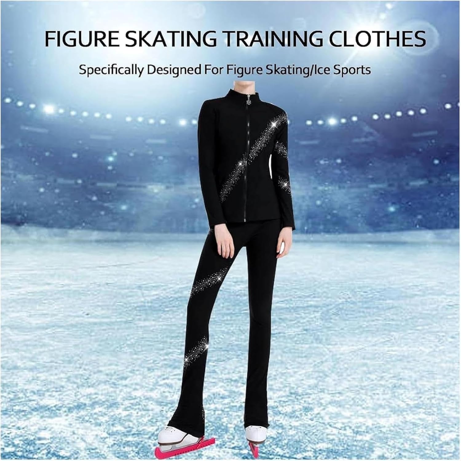 Women's Professional Figure Skating Leggings, High Waisted Thermal Insulated Practice Pants, Stretch Fabric for Ice Dance, Competition & Training Tights