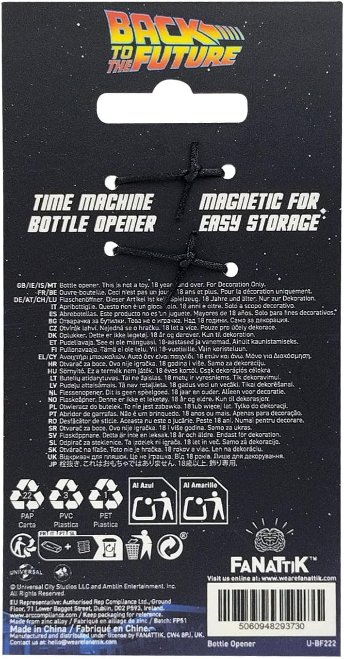 Back to The Future Magnetic Delorean Bottle Opener - Officially Licensed Collectible - Metal Fridge Magnet Gift - 144 x 33.5mm
