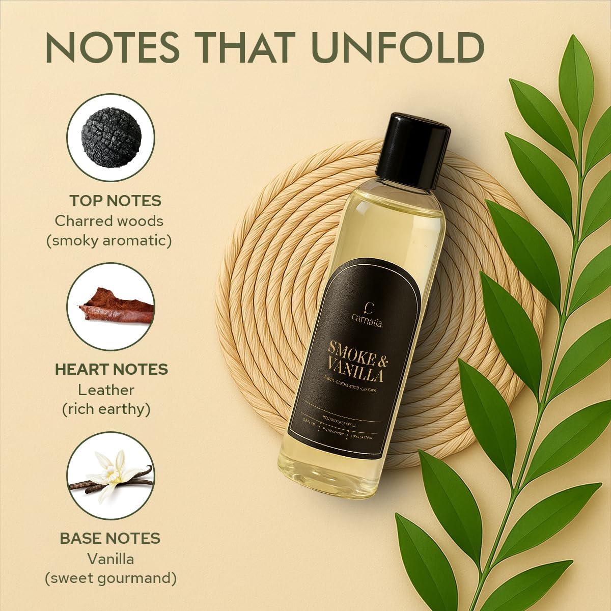 Carnatia Smoke & Vanilla Reed Diffuser Refill Oil, 6.8 oz