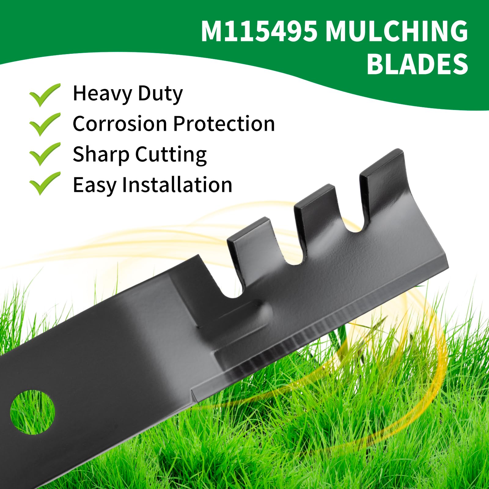 Cuchillas M115495 compatibles con John Dee re 48 pulgadas, cuchillas Gator M113517 para cortacésped John Dee re Scotts de 48 pulgadas 325 F510 GT242 GX345, repuesto para M115328 M114581 M111