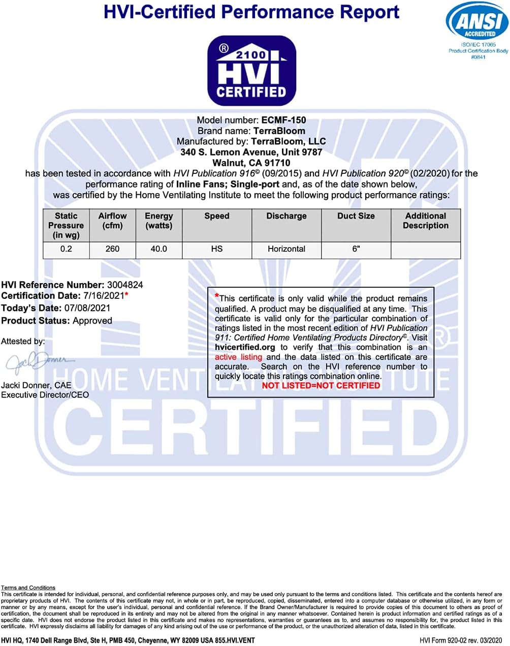 Flash Deals - 70% OFF TerraBloom ECMF-150, Quiet 6 Inline Duct Fan with Variable Speed Controller – Ventilation Exhaust Fan for Heating Cooling Booster and Grow Tents