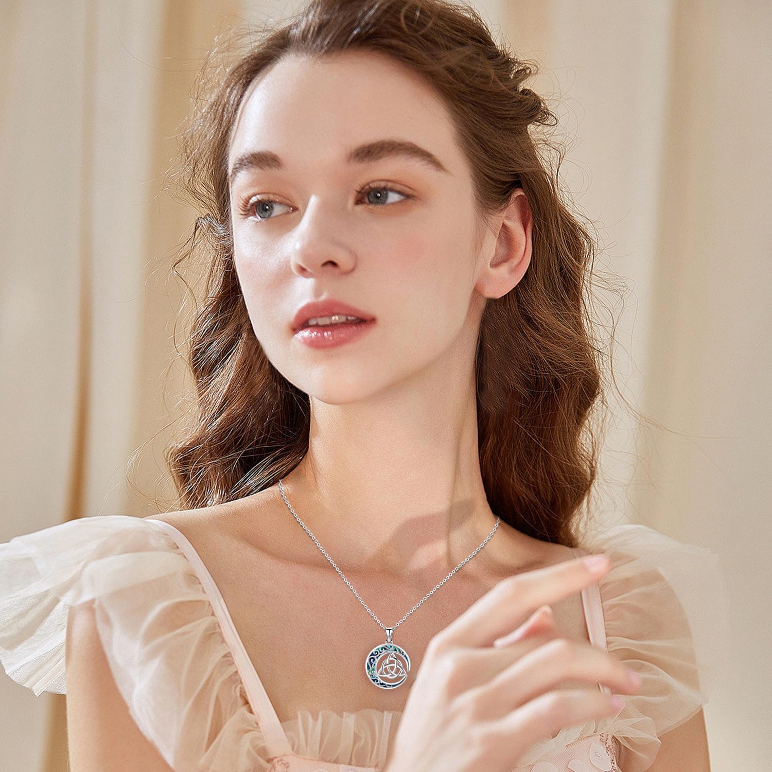Collar Mujer Plata de ley 925, Colgante de Nudo Celta/Diosa de Triple Luna/Pentagrama/Vikingo Águila/Tortuga para Mujer, Amuleto Regalos Colgante Mujeres y Niñas
