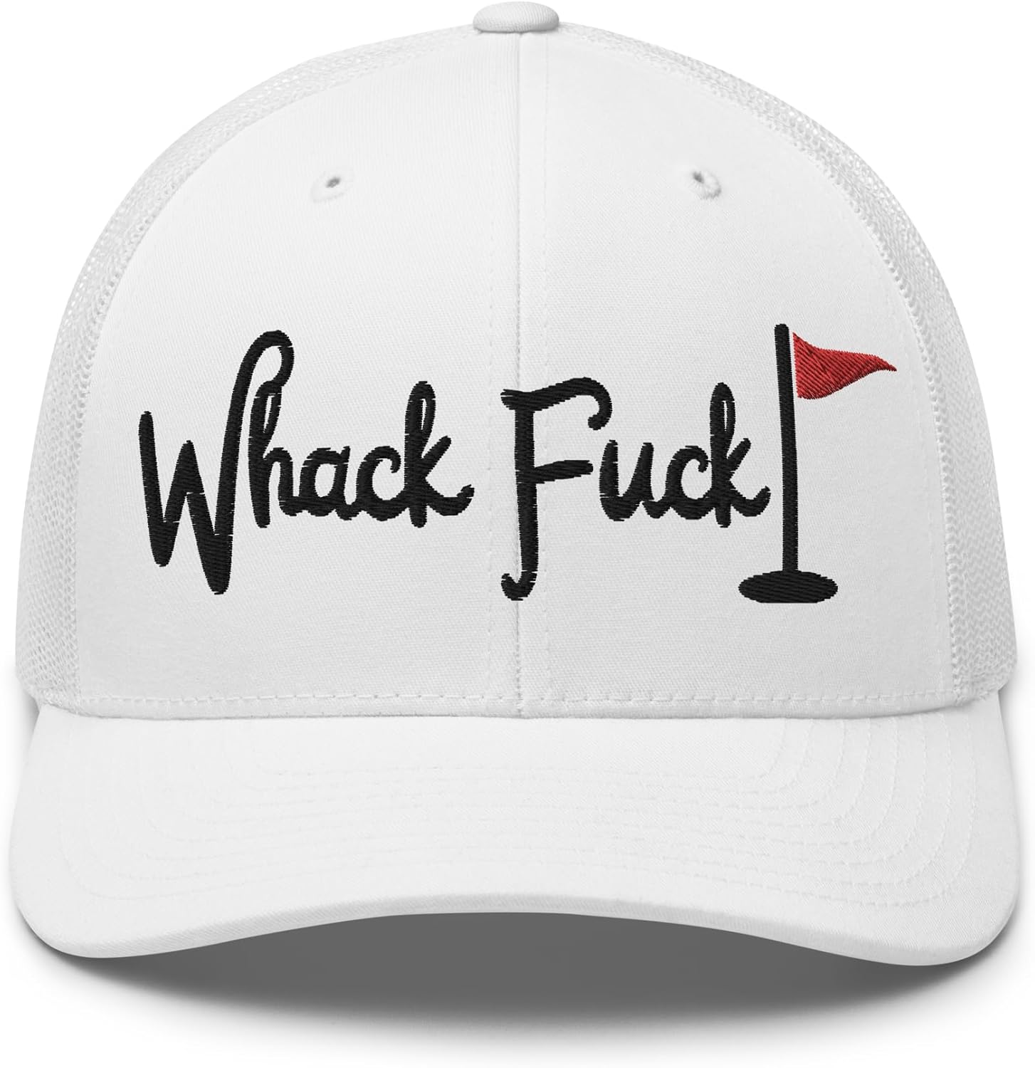 NG Whack Fuck Embroidered Curved Bill Trucker Hat Mid Crown Adjustable Funny Golf Cap