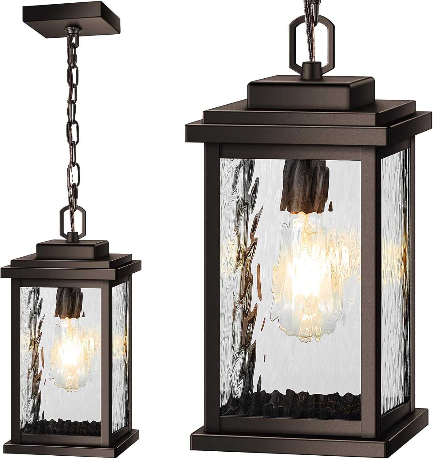 VIANlS Oil Rubbed Bronze Outdoor Pendant Light, 1 Pack Outdoor Chandelier for Porch, Hanging Outside Lights Lantern with Adjustable Chain, Anti-Rust ORB Porch Lights Exterior Ceiling Fixtures