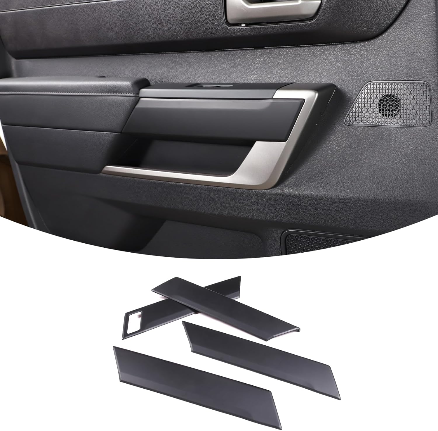 Aunginsy Matte Black Door Panel Trim Covers for Toyota Tundra 2022+ & Sequoia 2023+ - ABS Protector w/ Memory Seat Switch Hole (4PCS)