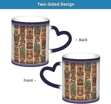 Heat Sensitive Color Changing Cups 12 Ounce, Vintage Aloha Tiki Coffee Mugs Blue, Magic Cup Starry Sky Personalized Porcelain Mugs - Novelty Xmas Funny Gifts for Men Women