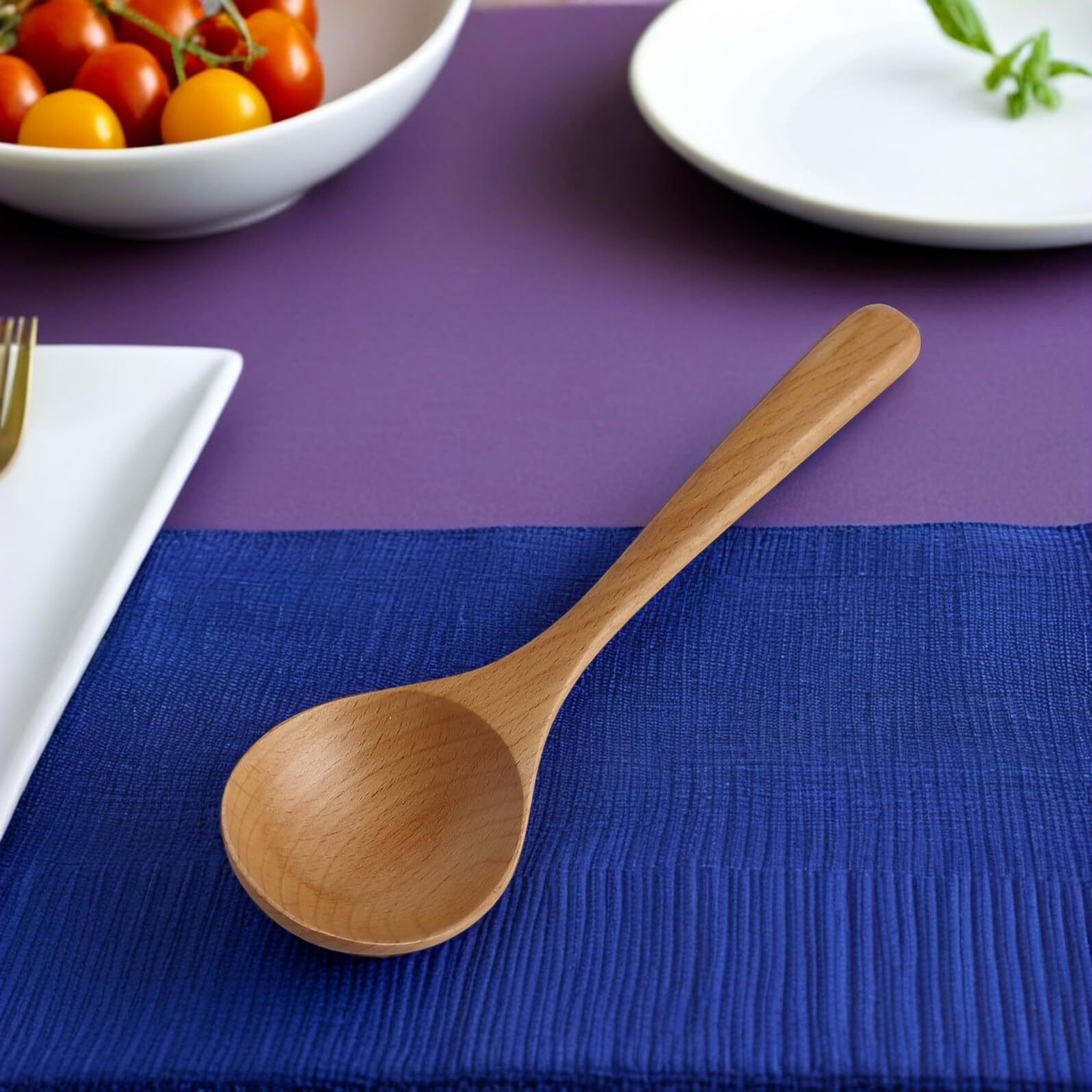 4 Piezas Cucharas de Madera Resistentes al Calor de Sopa y Cocina con Mango Ergonómico Cucharones Largos para Guisos Gachas y Ollas Calientes